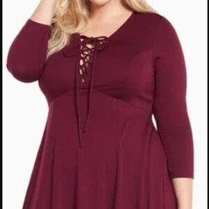 Torrid ~ Lace Up Neck Knit Midi Dress